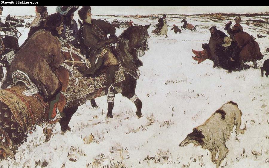 Valentin Serov Peter the Great Riding to Hounds
